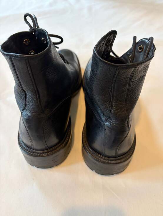 Frye Made in Italy Black Leather Lace-Up Combat Boots main image 4
